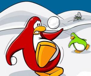 Puzzle Πιγκουΐνους σε πόλεμο του χιονιού στο Club Penguin